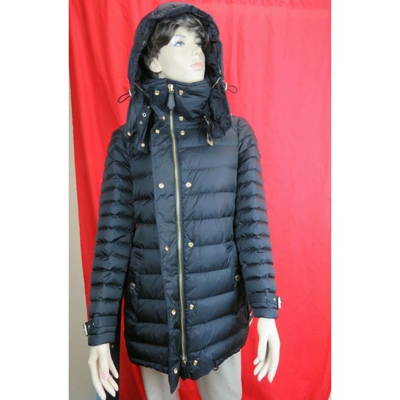 $1150 BURBERRY HARROWDEN BLUE HOODED BELTED QUILTED DOWN PARKA COAT JACKET L - Picture 11 of 12